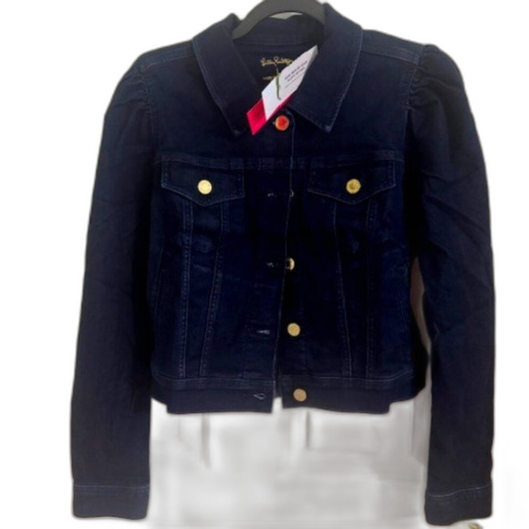 Lilly Pulitzer Jackets & Blazers - Lilly Pulitzer Laylani Denim Jean Jacket Size L Dark Navy Blue MSRP $168